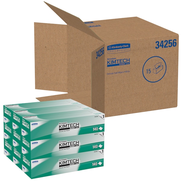 Kimberly-Clark Professional Kimwipes Delicate Task Wipes (34256), Pop-Up Box, White (144 Sheets/Box, 15 Boxes, 2,160 Sheets) - 34256