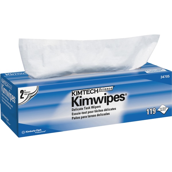 Kimberly-Clark Professional Kimwipes Delicate Task Wipers (34705), White, 2-Ply, 15 Pop-Up Boxes, 120 Sheets / Box - 34705