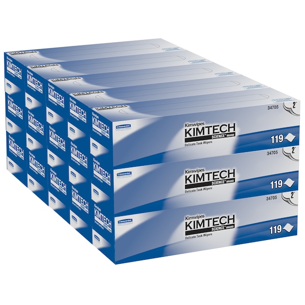 Kimberly-Clark Professional Kimwipes Delicate Task Wipers (34705), White, 2-Ply, 15 Pop-Up Boxes, 120 Sheets / Box - 34705
