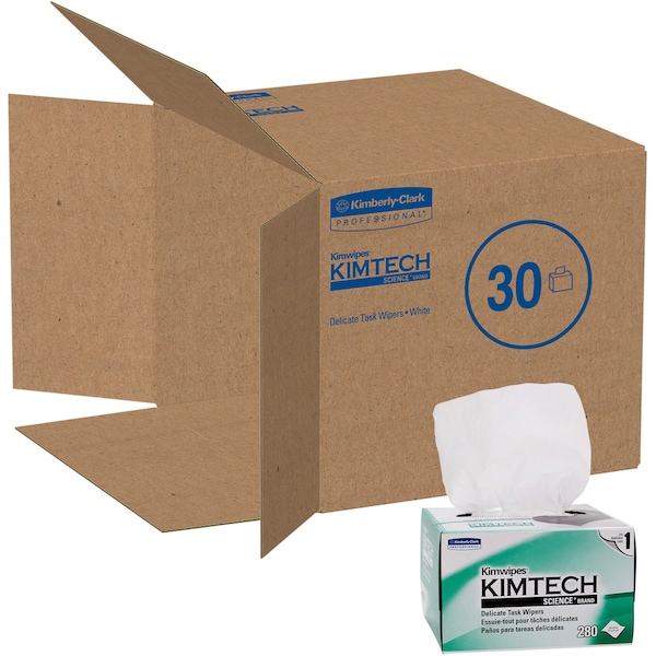 Kimberly-Clark Professional Kimwipes Delicate Task Kimtech Science Wipers (34120), White, 1-PLY, 280 Sheets / Box - 34120