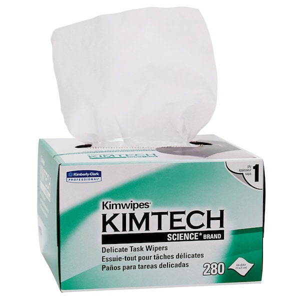 Kimberly-Clark Professional Kimwipes Delicate Task Kimtech Science Wipers (34120), White, 1-PLY, 280 Sheets / Box - 34120