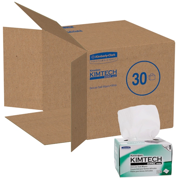 Kimberly-Clark Professional Kimwipes Delicate Task Kimtech Science Wipers (34120), White, 1-PLY, 280 Sheets / Box - 34120