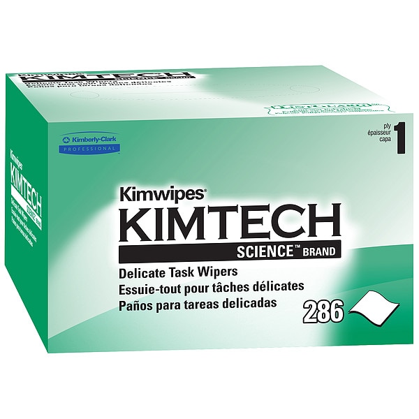 Kimberly-Clark Professional Kimwipes Delicate Task Kimtech Science Wipers (34120), White, 1-PLY, 280 Sheets / Box - 34120