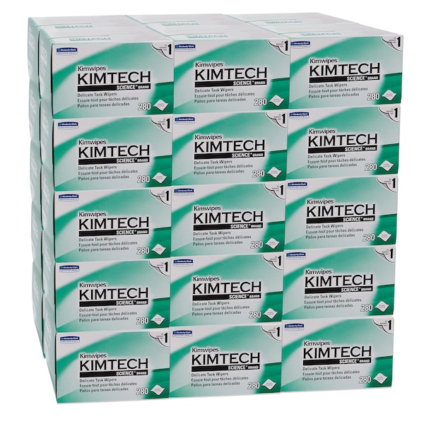 Kimberly-Clark Professional Kimwipes Delicate Task Kimtech Science Wipers (34120), White, 1-PLY, 280 Sheets / Box - 34120