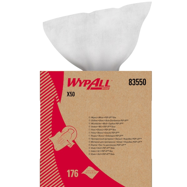 Kimberly-Clark Professional Dry Wipe, X50, Dispenser Box, Light Absorbency, Good Wet Strength, 83550, 10 PK - 83550