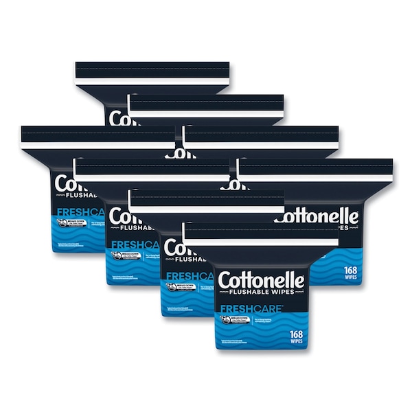 Cottonelle Fresh Care Flushable Cleansing Cloths, White, 5x7 1/4, 168/Pack, PK8 - 10358CT