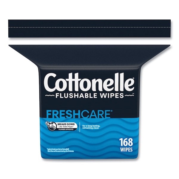 Cottonelle Fresh Care Flushable Cleansing Cloths, White, 5x7 1/4, 168/Pack, PK8 - 10358CT