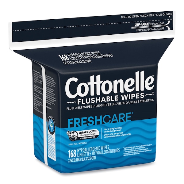 Cottonelle Fresh Care Flushable Cleansing Cloths, White, 5x7 1/4, 168/Pack, PK8 - 10358CT