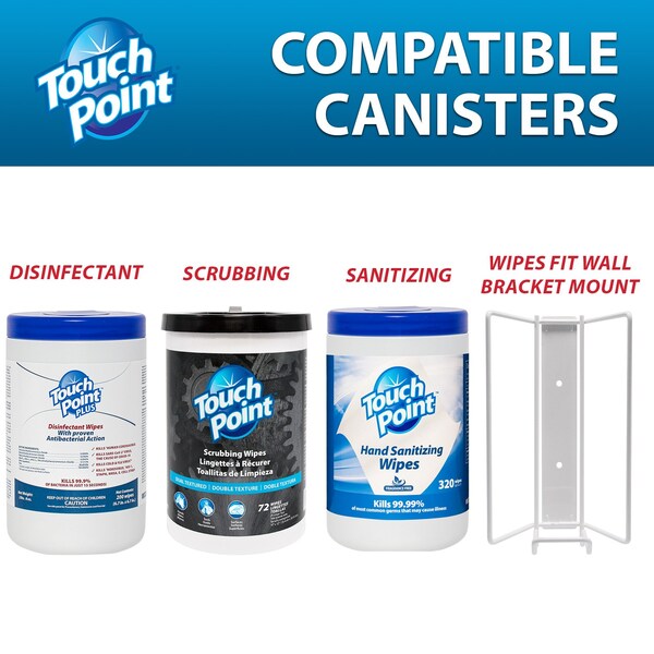 Touch Point Wipes TP Hand Sanitizing Wipes - 6 Canisters x 320 Wipes, 6.7 in. x 6.75 in., FDA Registered, 6PK - WS320HS