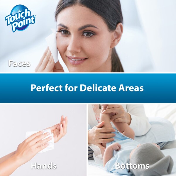 Touch Point Wipes TP Personal Care Skin Wipes, 2 Rolls x 900 Wipes Refill, 8 in.x7 in., Aloe & Vitamin E, 2PK - 22900TP