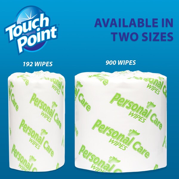 Touch Point Wipes TP Personal Care Skin Wipes, 2 Rolls x 900 Wipes Refill, 8 in.x7 in., Aloe & Vitamin E, 2PK - 22900TP