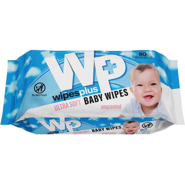 Wipes Plus The 80 ct Baby Wipes, Unscent, PK12 - 67811