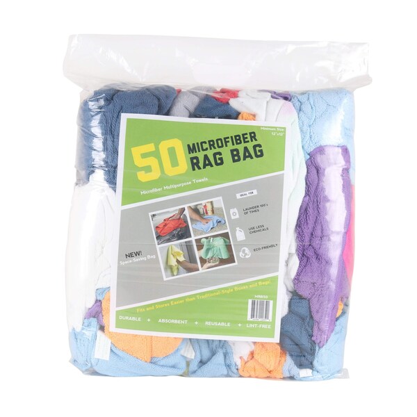 Monarch Brands Bag of 50 Assorted Rags - 12in x 12in, 500PK - MRB50-CS