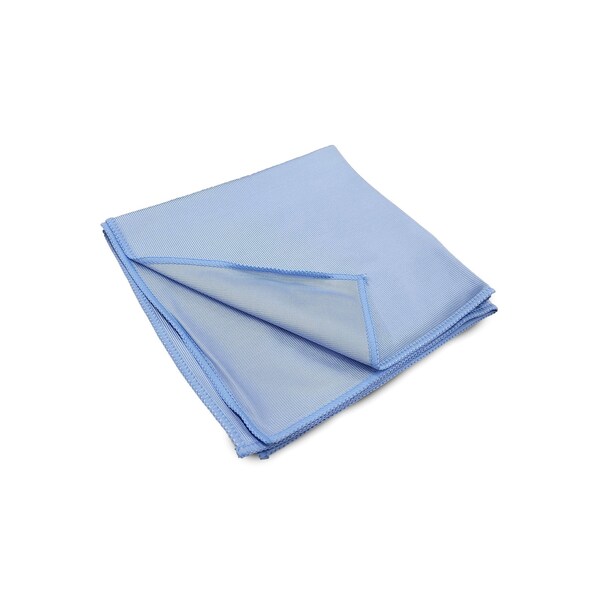 R & R Textile Mills, Inc. Glass Cleaning Rag, 16"x16", Microfiber, Blue, PK 12 - WW73040 - BLUE