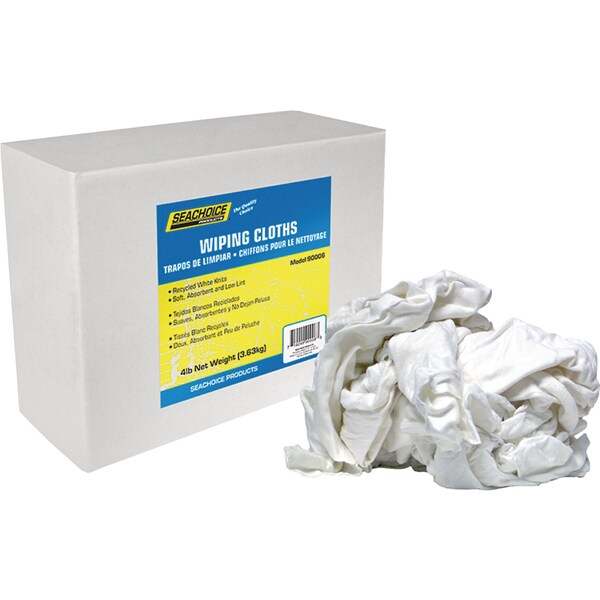 Seachoice Recycled White Knits Wiping Cloths, 4-lb. Box - 90006