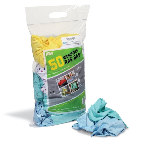 Monarch Brands Reusable Microfiber Rags in Bulk Bag 14" L x 14" W, 50PK - WIP1703