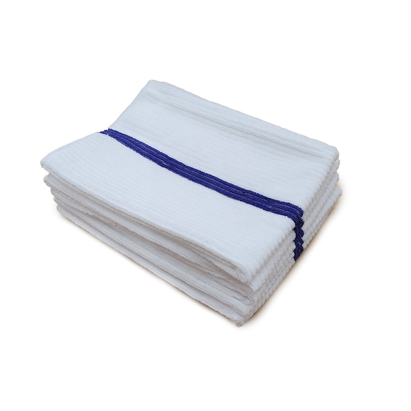 R & R Textile Mills, Inc. Microfiber Bar Mop, 15"x18", Blue Stripe. PK 12 - WW73060 - BLUE