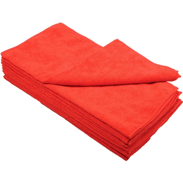 Global Industrial 16 x 16 300 GSM Microfiber Cleaning Cloths, Red, 12PK - 670234