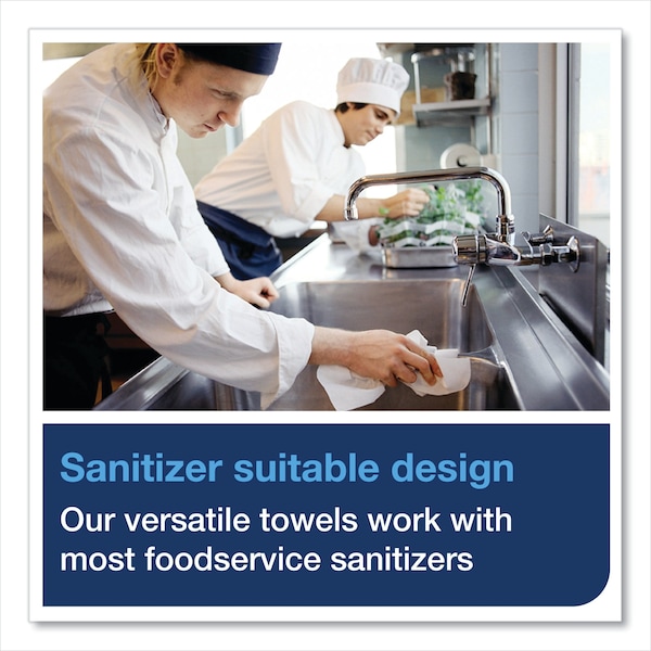 Tork Small Pack Foodservice Cloth, 1-Ply, 11.75 x 14.75, Unscented, White with Red Stripe, 50 Cloths, 4PK - 192291