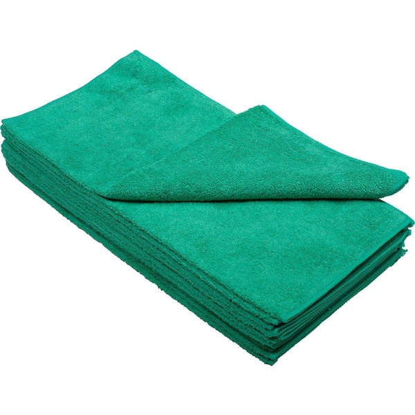 Global Industrial 16 x 16 300 GSM Microfiber Cleaning Cloths, Green, 12PK - 670233