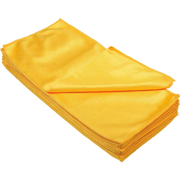 Global Industrial 16 x 16 266 GSM Microfiber Glass Cleaning Cloths, Gold, 12PK - 670237