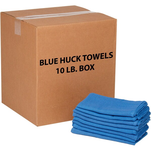 Global Industrial 10 Lb. Box 100% Cotton Huck Towels, Blue - 670230