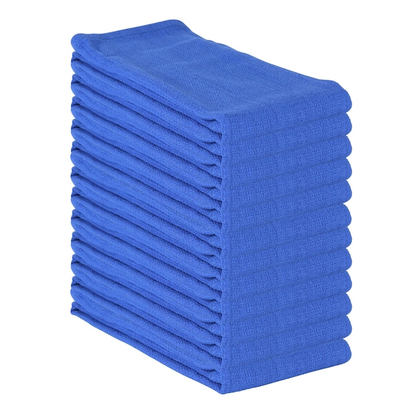 Monarch Brands Huck Towels - 16in x 26in - Blue, 12PK - PNP-ABSBNT-BLUE