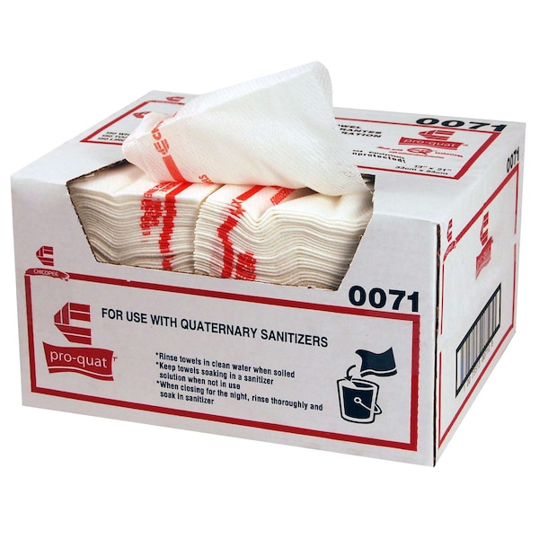 Chicopee 13x21 Foodservice White/Red Print Med-Heavy Duty Towel, Microban, PK150 - 0071