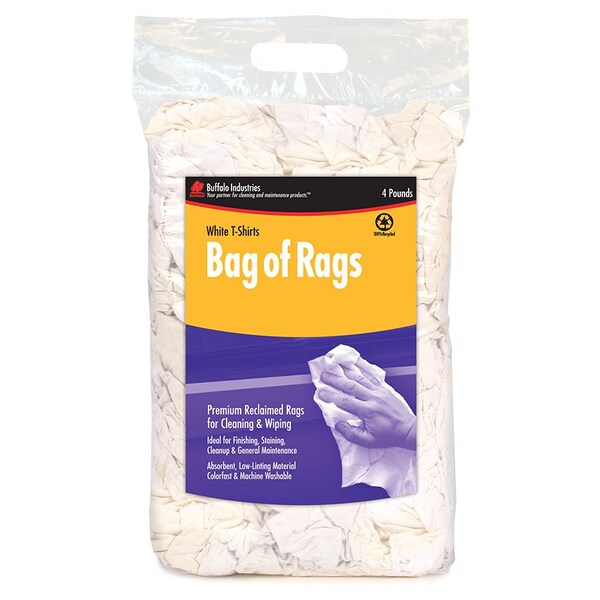 Buffalo Industries 4 Lb  Wht Tee Sht Rags Bagged - 10520PB