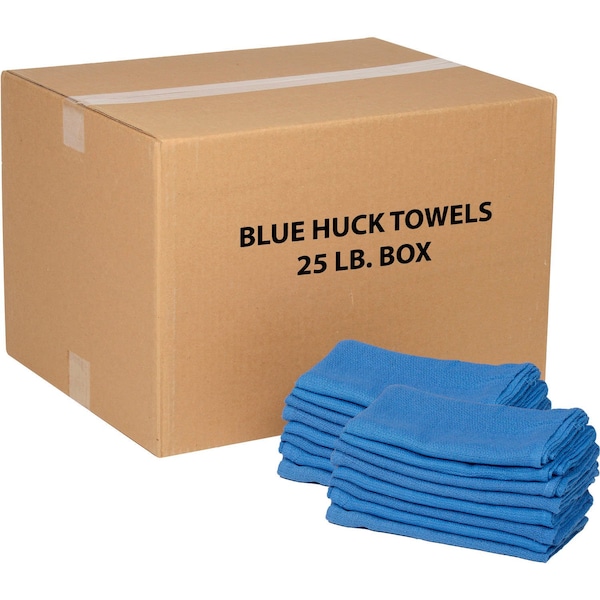 Global Industrial 25 Lb. Box 100% Cotton Huck Towels, Blue - 670231