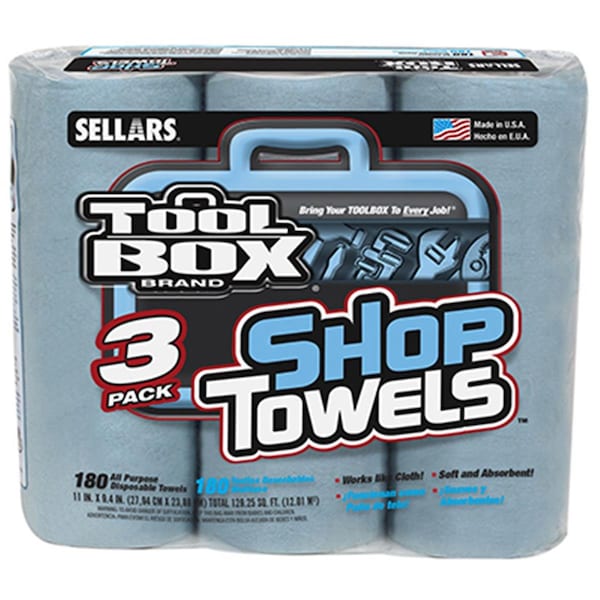 Sellars 5448301 Blue Shop Towel, 3PK - SE574661