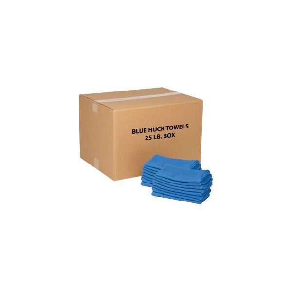Monarch Brands 100% Cotton Blue Huck Towels 25 Lb. Box - N010-C67*25
