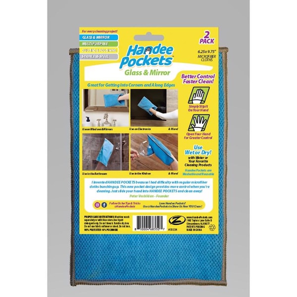Handee Pockets Handee Pockets Microfiber Cleaning Cloth 6.25 in. W X 9.75 in. L 2 pk - 33224