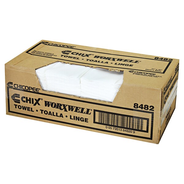 Chicopee Durawipe Shop Towels, 17 x 17, Z Fold, White, PK100 - 8482