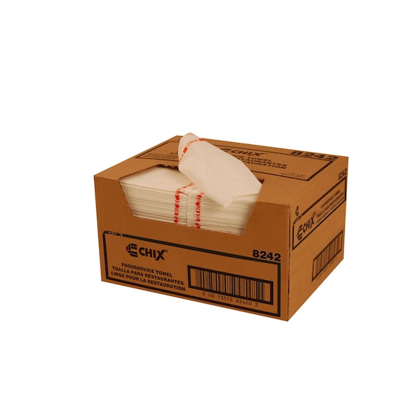 Chicopee 13x21 Foodservice Medium Duty White With Red Print Towel, PK150 - 8242