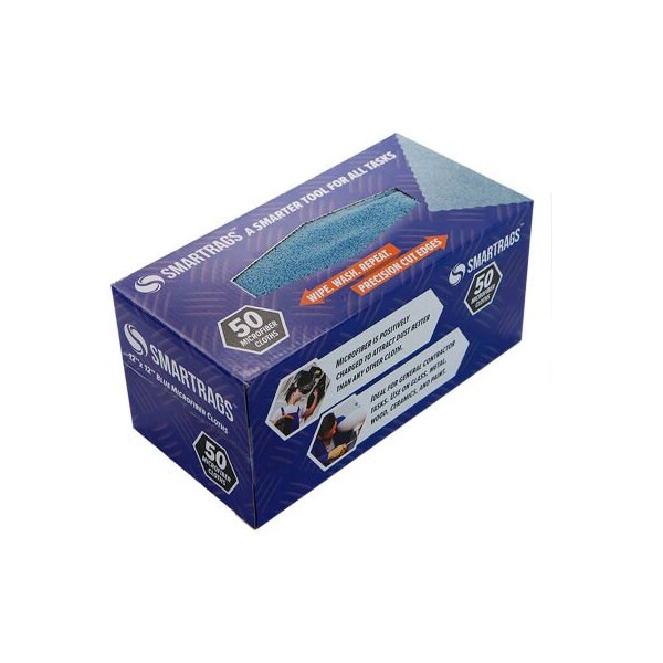 Monarch Brands SmartRags Microfiber Cleaning Cloths, 12" x 12", Blue, 50 Rags/Box - M950B - M950B