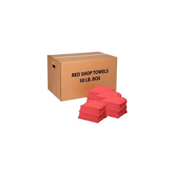 Monarch Brands 100% Cotton Red Shop Towels 50 Lb. Box - N090-R2R-50