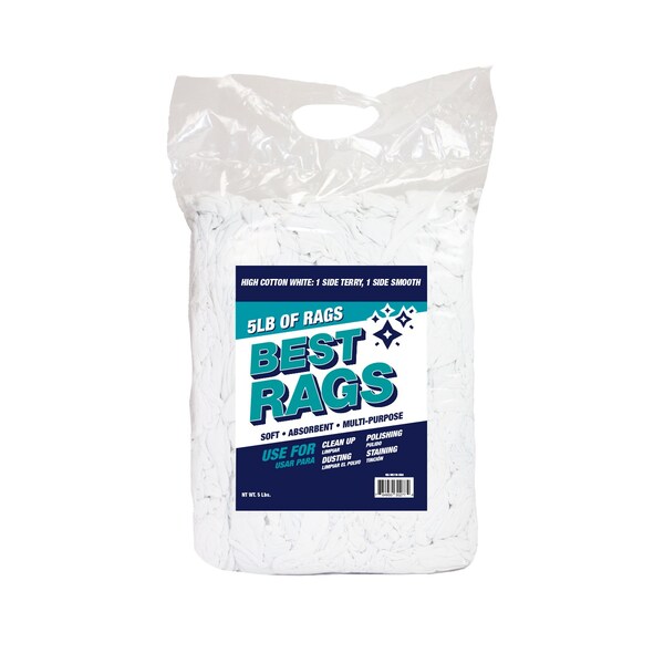 Monarch French Terry Wipers White One Side Terry and One Side Smooth Rags 5 lb bag - N-W51W-5BG