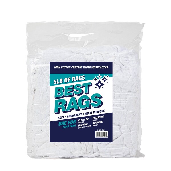 Monarch Washcloth Size Terry Wipers - WHITE 5lb Bag - N-W11-5BG