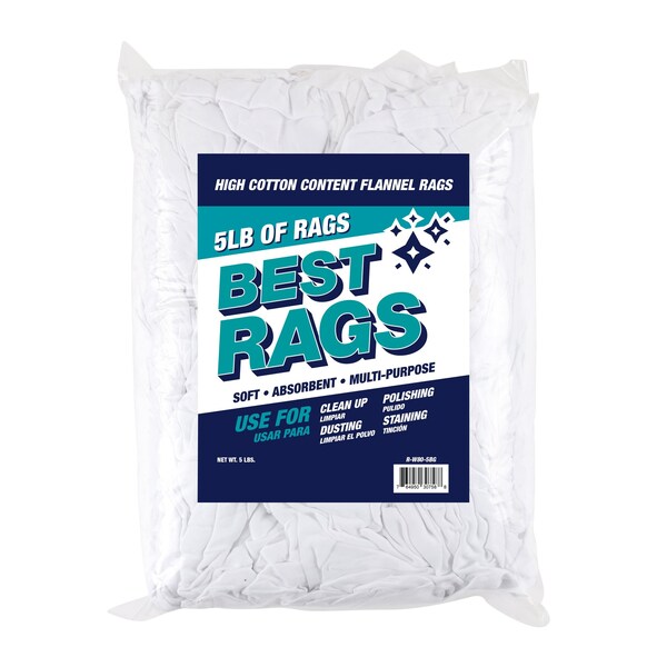 Monarch Flannel Polishing Reclaimed Cloths - White - 5 lb Bag - R-W80-5B