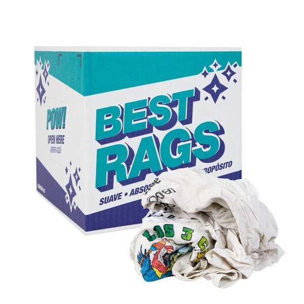 Monarch T-Shirt Reclaimed Rags - White - 5 lb Box - R2-W50-5