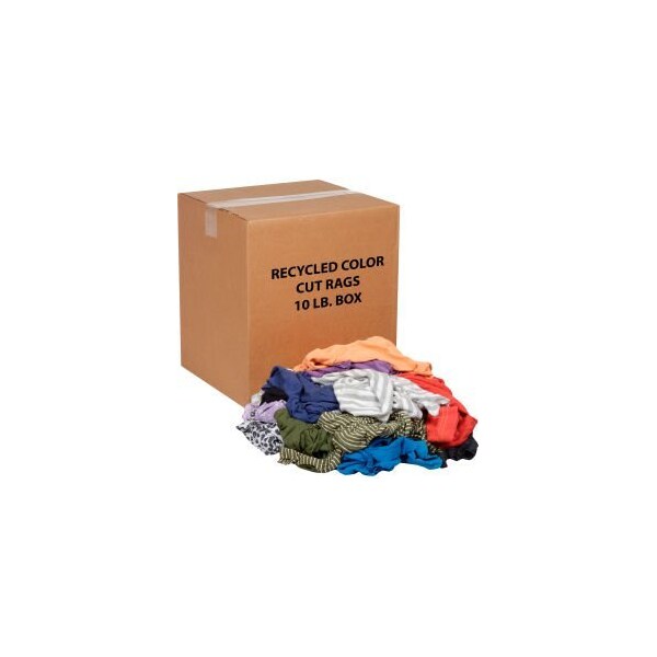 Monarch Brands Recycled Mixed Color Cut Rags 10 Lb. Box - R020-C45-PU*10