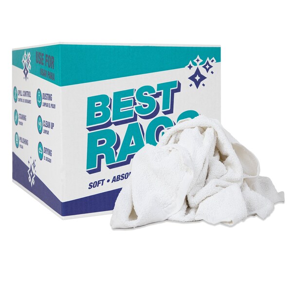 Monarch Bath Towel Size Terry Wipers - WHITE 10 lb box - N-W50FB-10