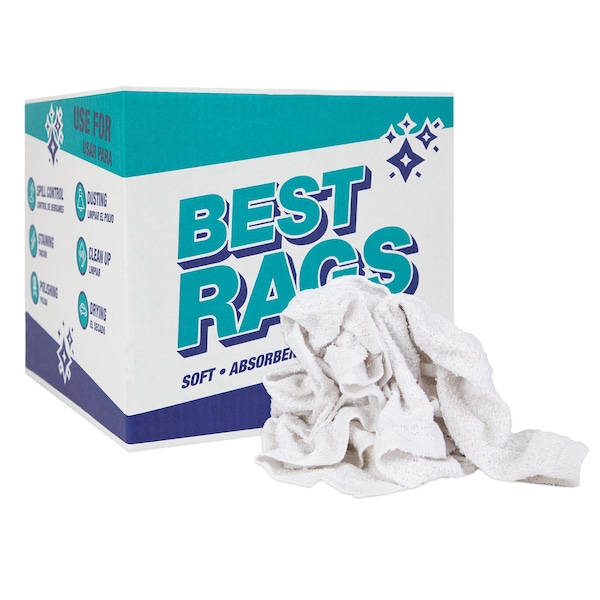 Monarch Shop Towel Size Terry Wipers - WHITE 10 lb box - N-W68-10