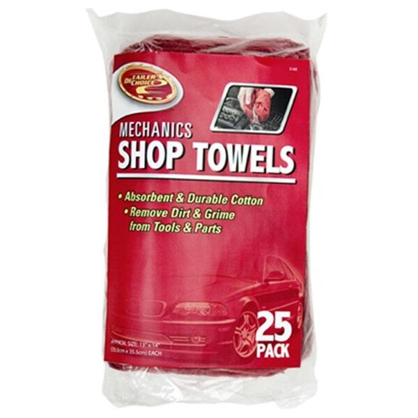 Clean Rite Inc Clean Rite 3-542 Red Cotton Shop Towel - 25 Pack - 157604