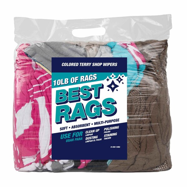 Monarch Shop Towel Size Terry Wipers - COLORED 10 lb bag - N-C60-10BG