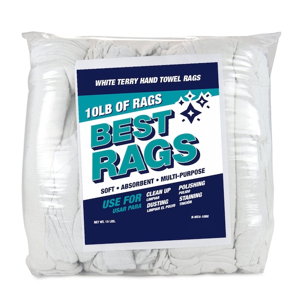 Monarch Hand Towel Size Terry Wipers - WHITE 50 lb bag - N-W54-50BG