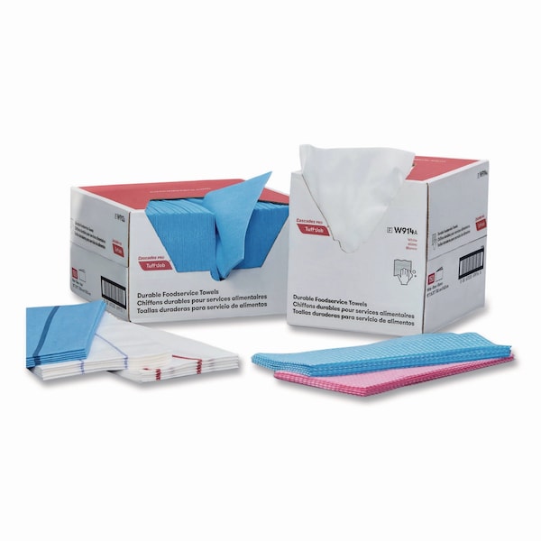 Cascades Pro Tuff-Job Guard Antimicrobial Towels, White/Red, 12 x 21, 1/4 Fold, 150PK - W923