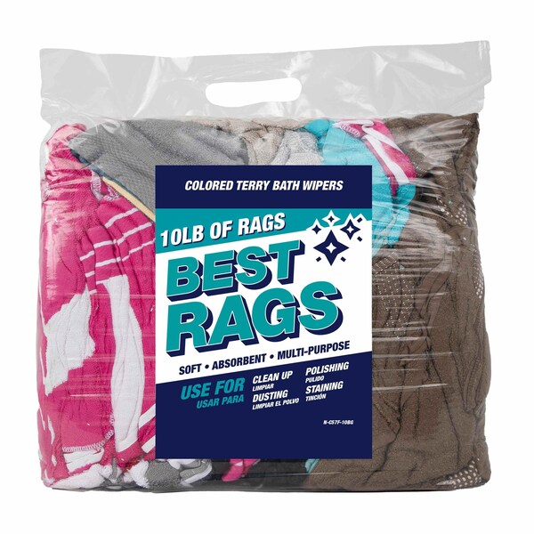 Monarch Bath Towel Size Terry Wipers - COLORED 5 lb bag - N-C57F-5BG