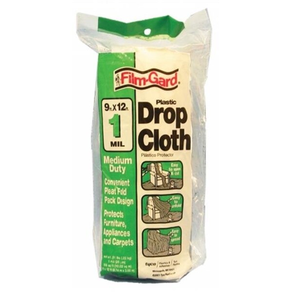 Poly-America Poly-america 9ft. X 12ft. 1 Millimeter Medium Duty Clear Plastic Drop Cloth  DCHK-1 - 73257009140